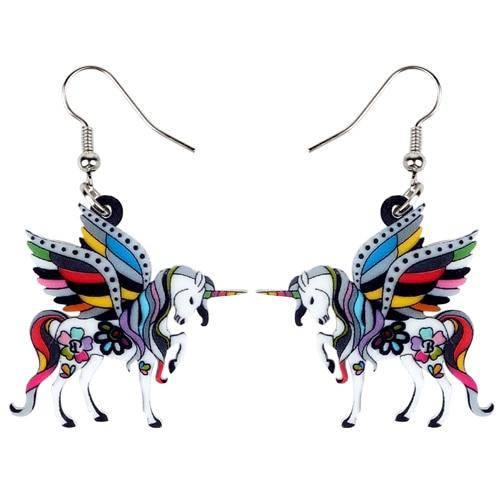 Boucles d'Oreilles Licorne<br> Pendantes Colorées - Une Licorne