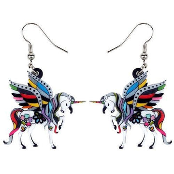 Boucles d'Oreilles Licorne<br> Pendantes Colorées - Une Licorne