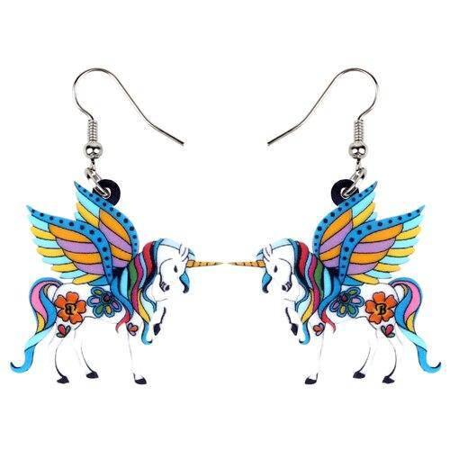 Boucles d'Oreilles Licorne<br> Pendantes Colorées - Une Licorne