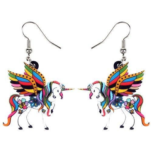 Boucles d'Oreilles Licorne<br> Pendantes Colorées - Une Licorne
