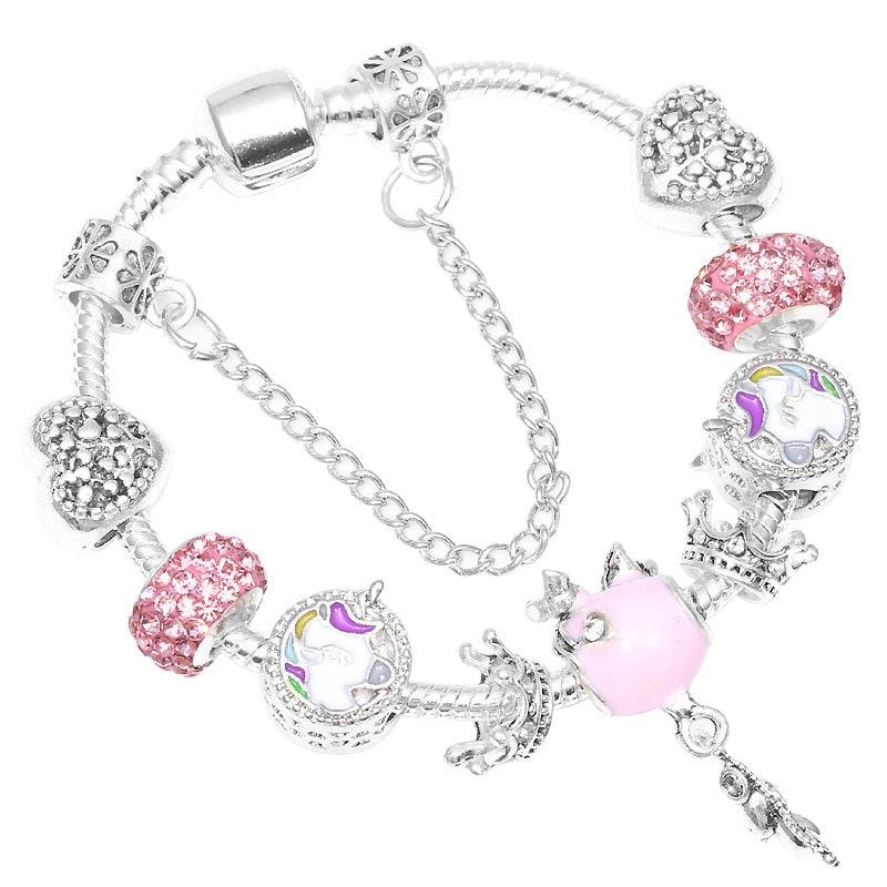 Bracelet Licorne Charms rose