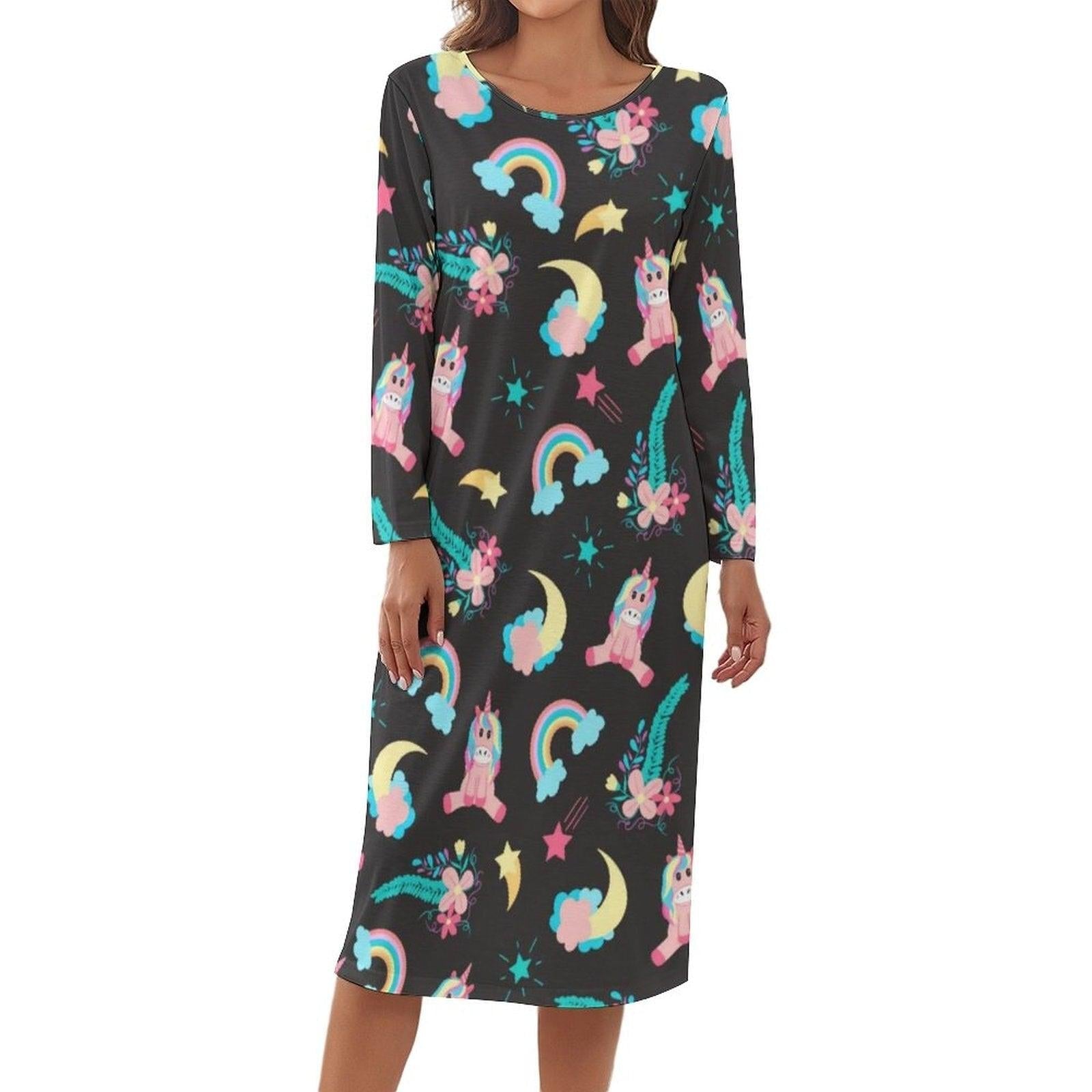 Chemise de nuit licorne manches longues femme - Licorne