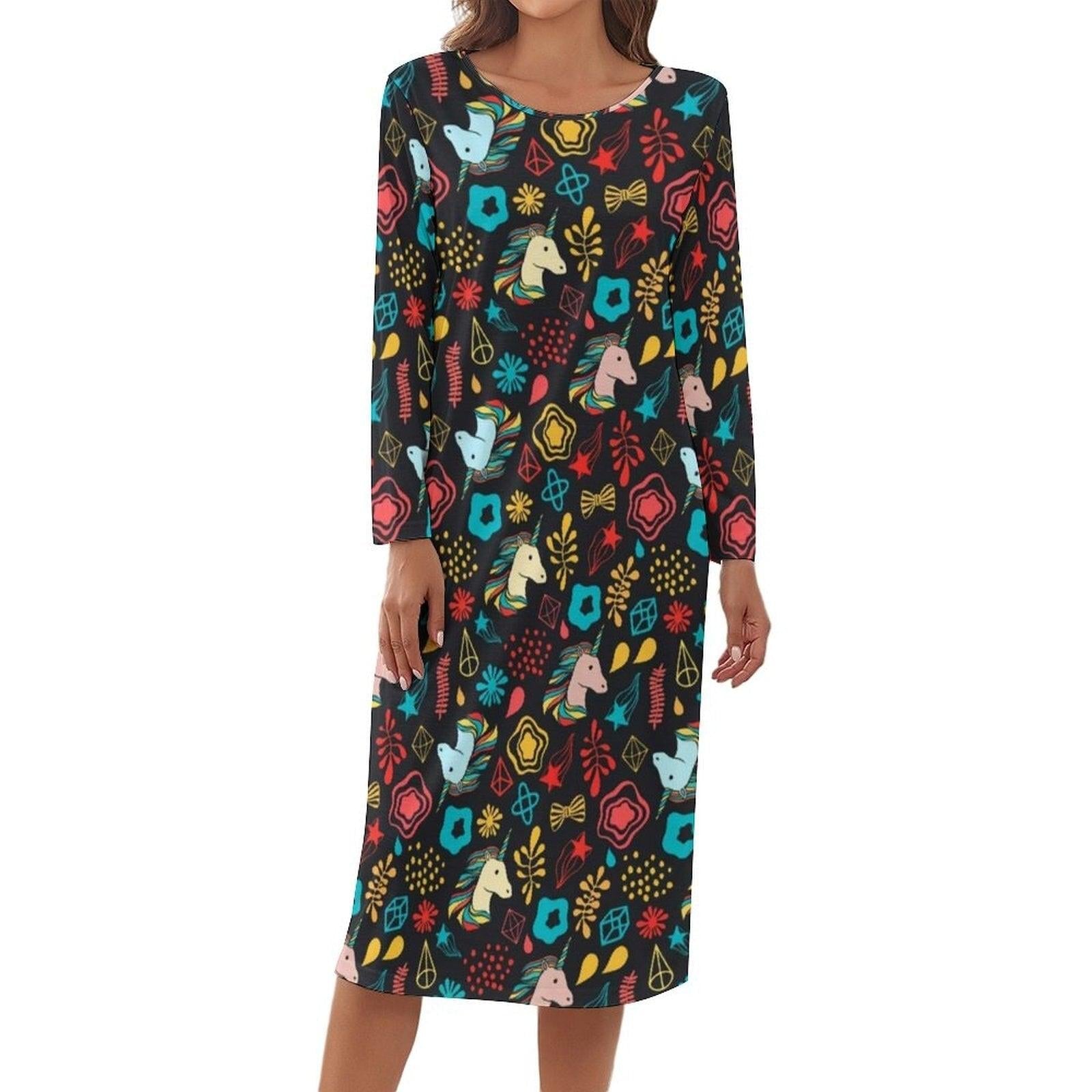 Chemise de nuit licorne manches longues femme - Licorne