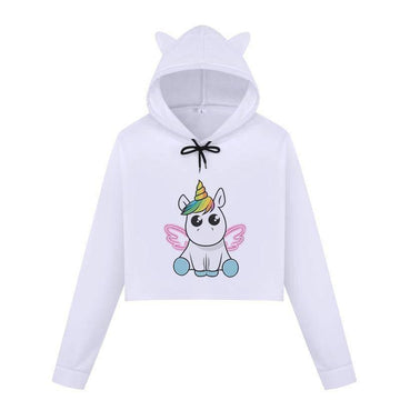 Crop-Top Licorne avec Capuche - Une Licorne