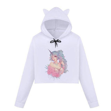 Crop-Top Licorne avec Capuche - Une Licorne