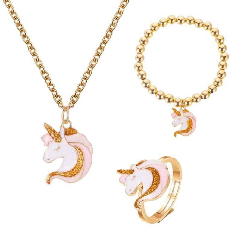 Gold Plated Women Unicorn Jewelry Set
