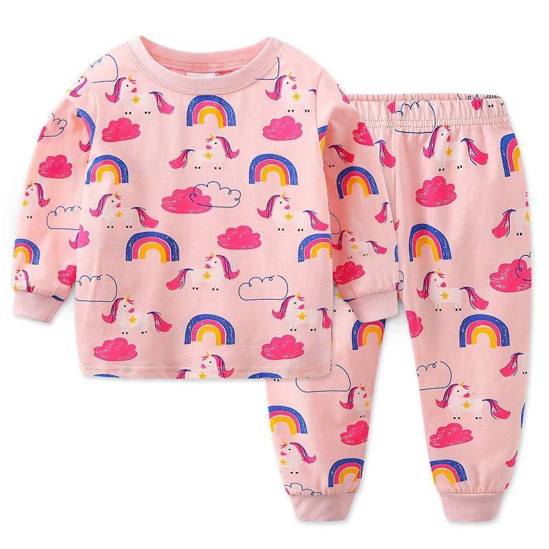 Pyjama rose arc en ciel en format de licorne pour fille - Pyjama D'Or