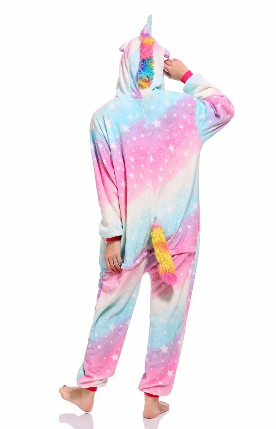 Unicorn jumpsuit pajamas rainbow back