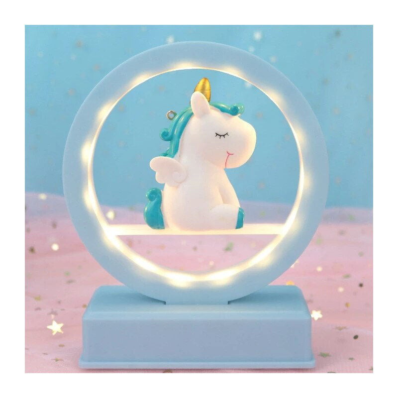 lámpara led unicornio azul