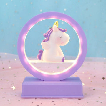 lámpara led unicornio morado