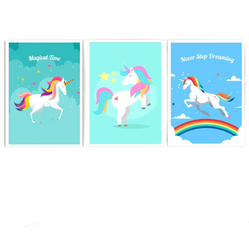 Cartoon pattern unicorn poster