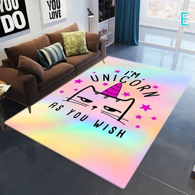 Fluorescent unicorn bedroom rug
