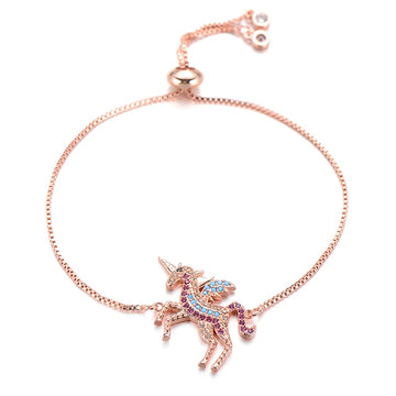 Rhodied silver unicorn bracelet