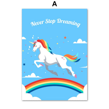 Cartoon pattern unicorn poster