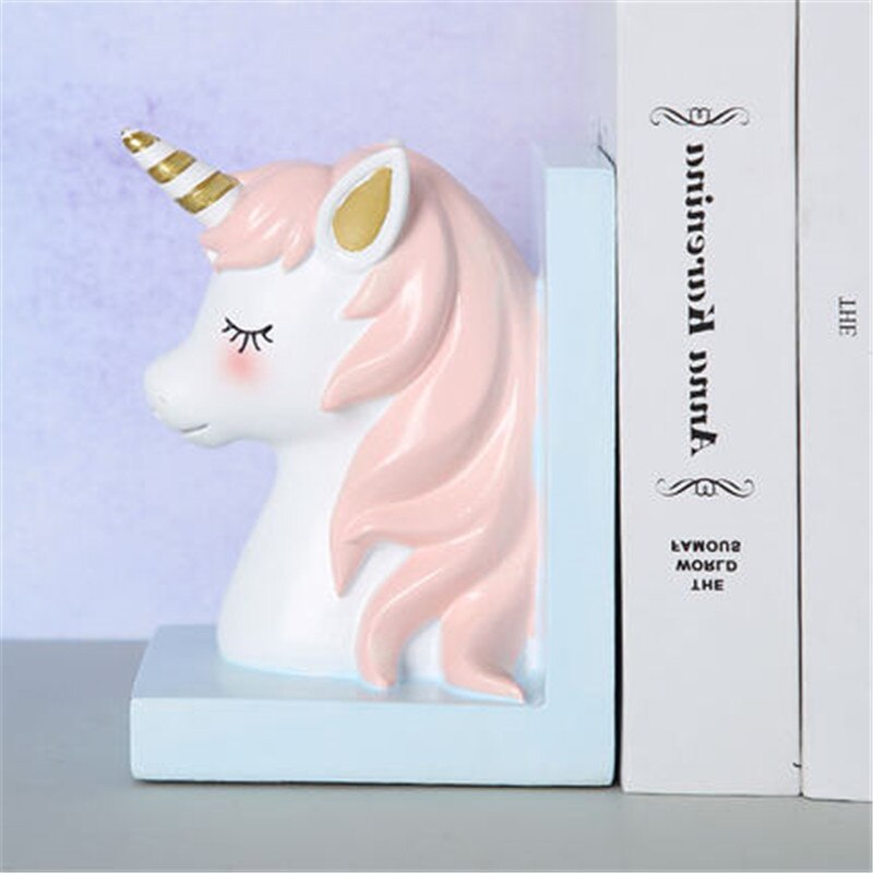 Piggy bank unicorn pink bookends