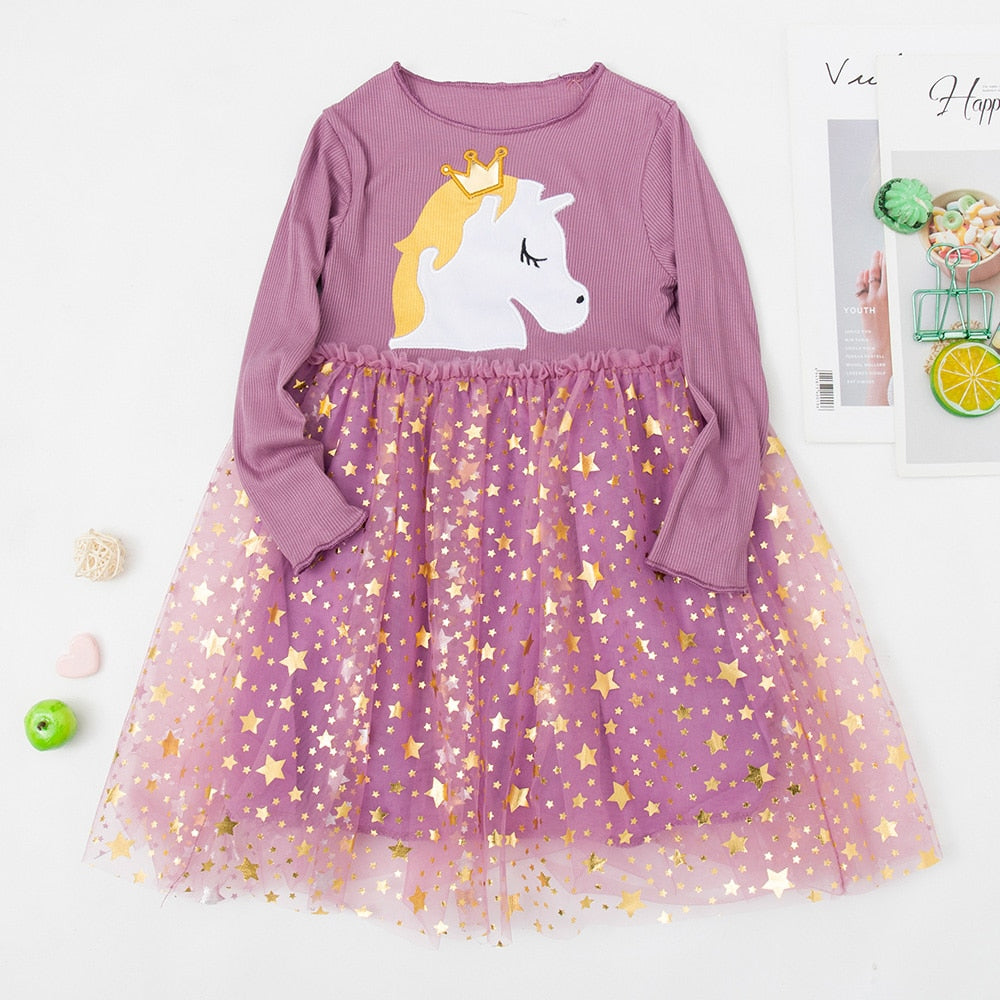 fcity.in - Porpy Unicorn Dress Baby Princess Dress Long Sleeve Party Pageant