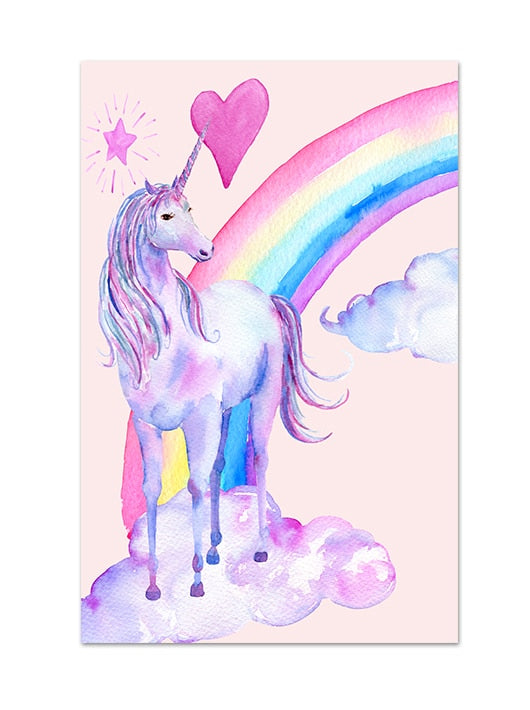 Unicornio arcoiris pintura sobre lienzo
