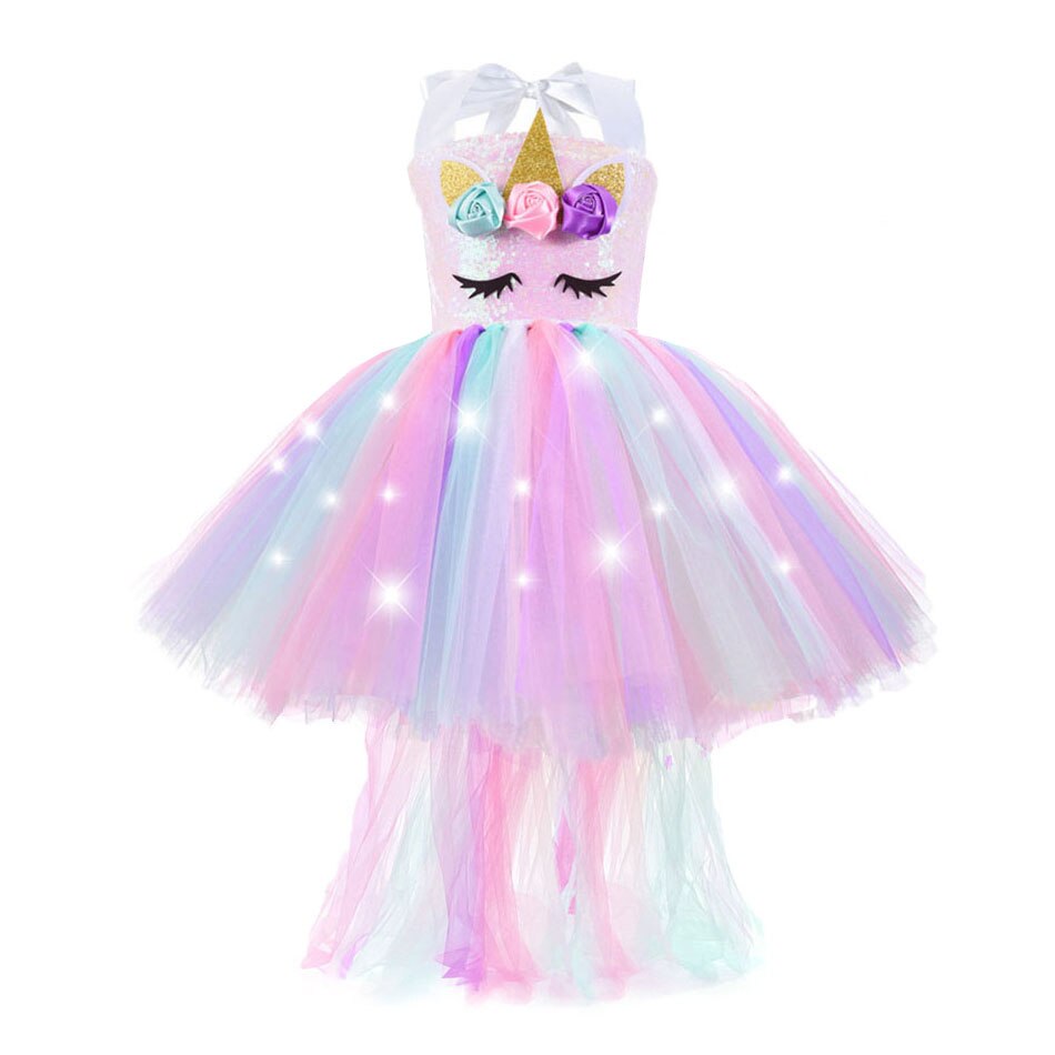 Princesse Tutu LED Robe de licorne pour filles éclaire les