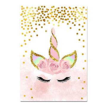 Gold glitter unicorn poster