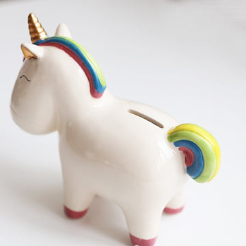 Porcelain unicorn piggy bank