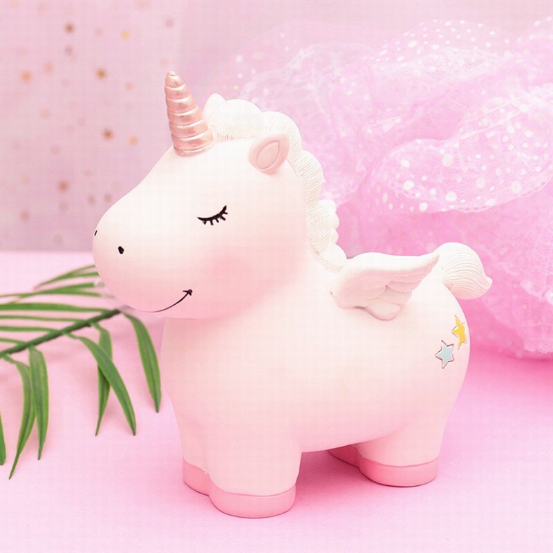 Big pink unicorn piggy bank