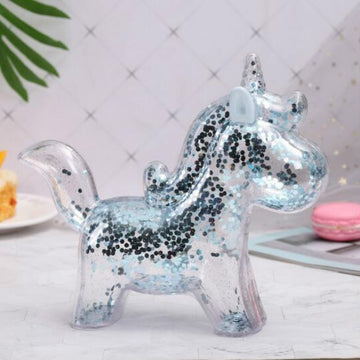 Sequin unicorn transparent piggy bank