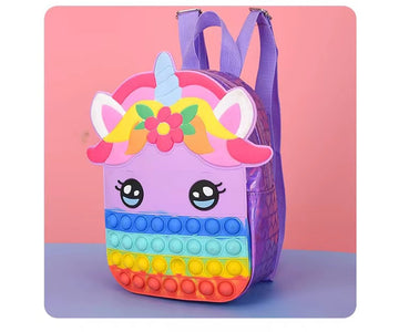 Little Girl's Unicorn Backpack Pop It Purple