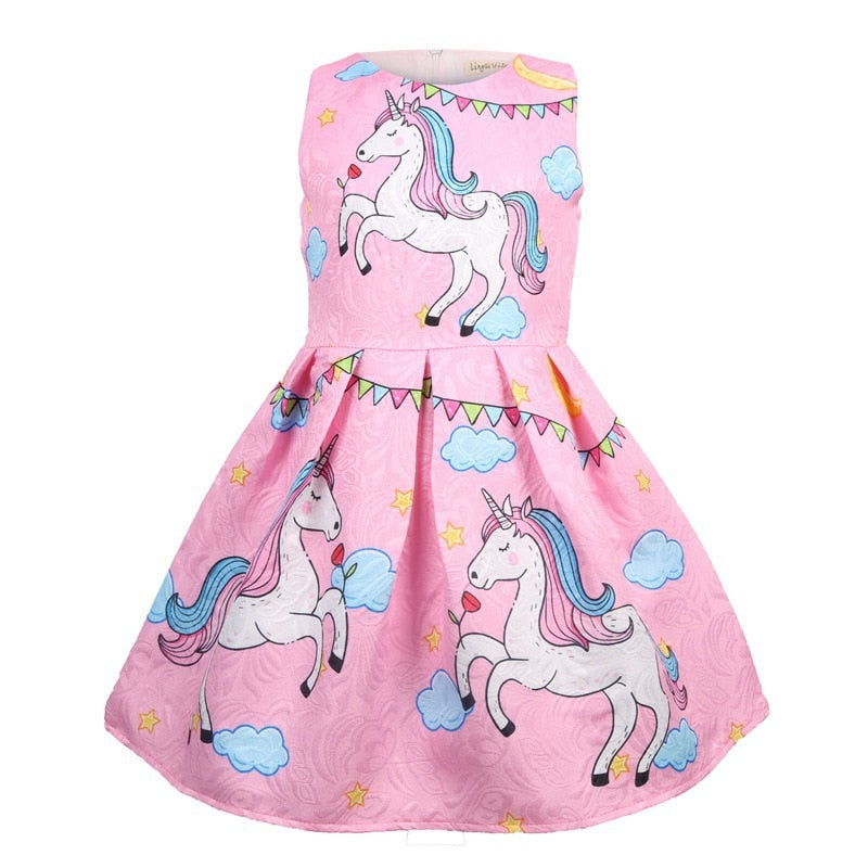 Pink Summer Girl Unicorn Dress