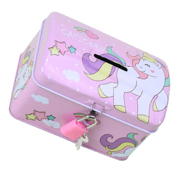 Unicorn design iron piggy bank with padlock