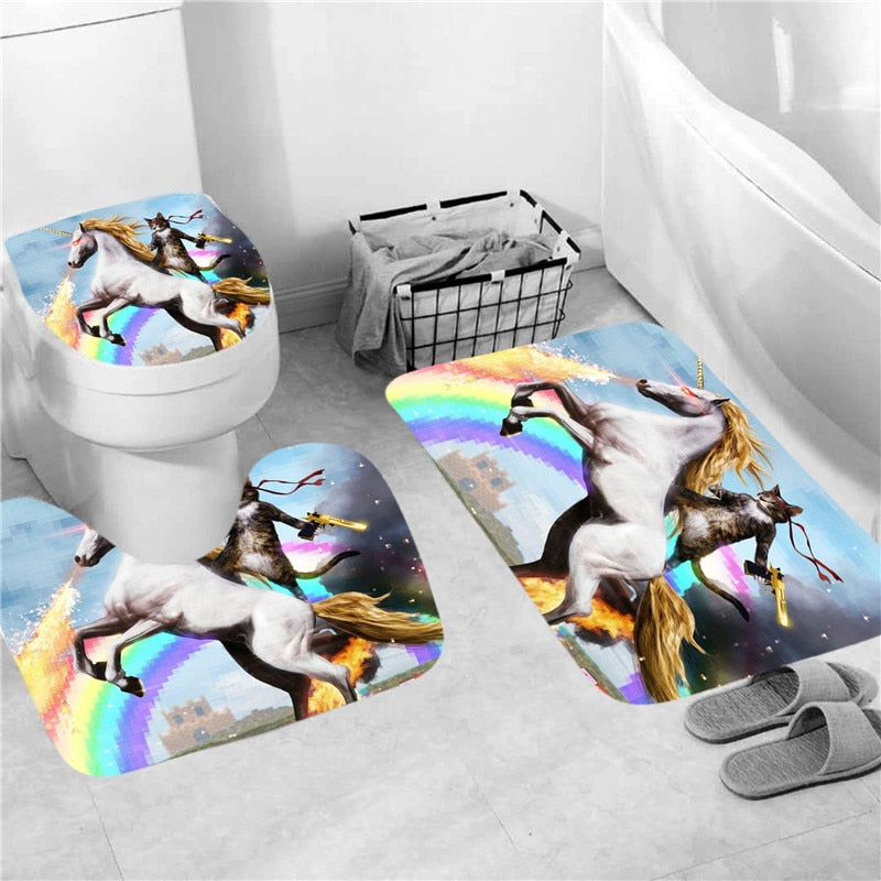 Unicorn 3 Piece Bath & Toilet Mat Set