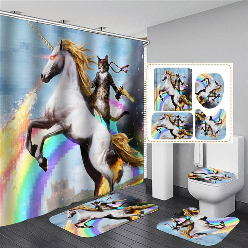 Unicorn Toilet Bath Mat Set