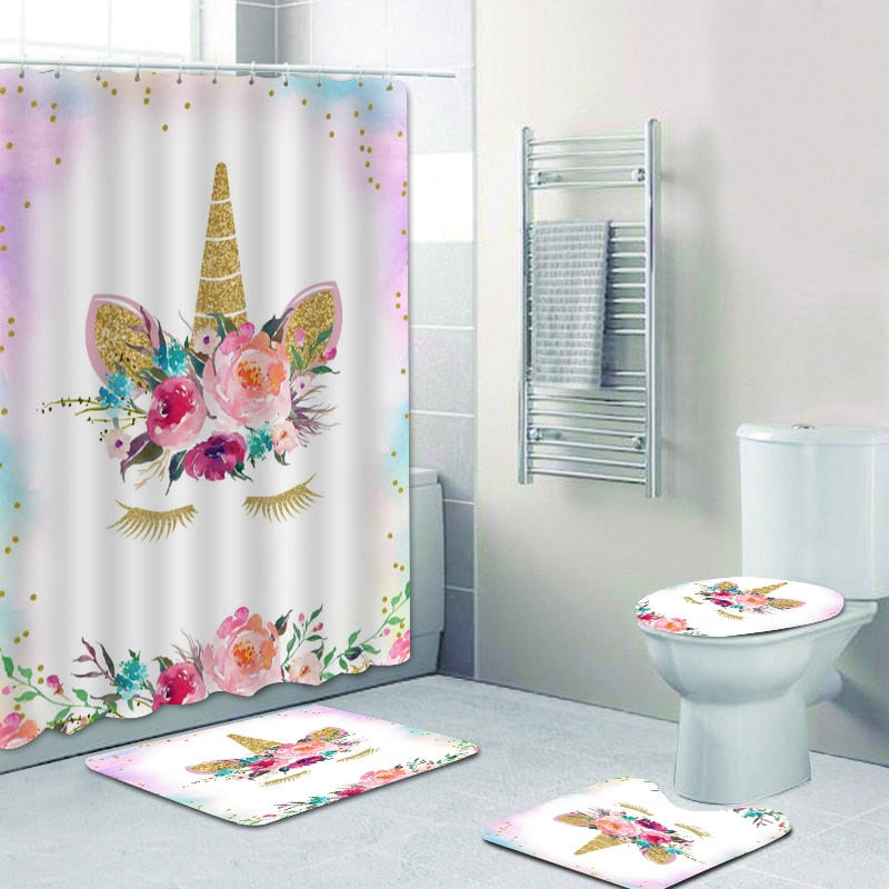 Kawaii unicorn non-slip bathroom mat