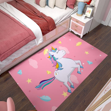 Girl's pink unicorn rug