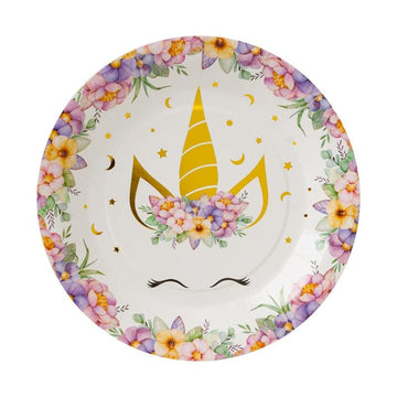 Unicorn plate with floral decoration