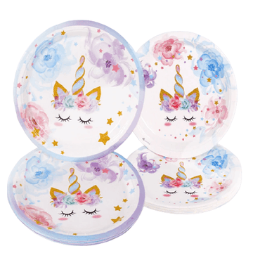 Unicorn plate with floral decor