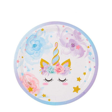 Unicorn plate with floral decoration 23 cm