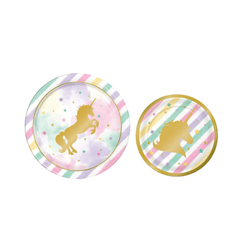 Golden unicorn plates