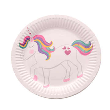 White disposable unicorn plate