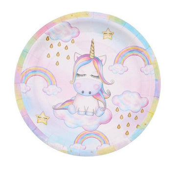 Pastel color disposable unicorn plate