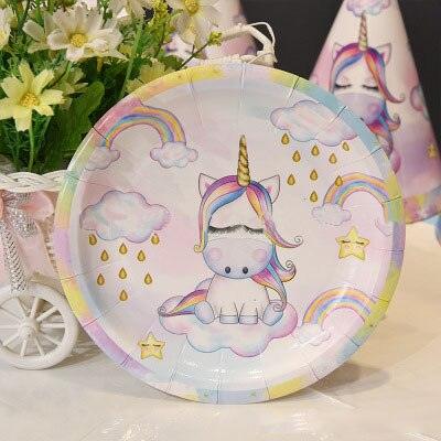 Pastel colored unicorn throwing plate