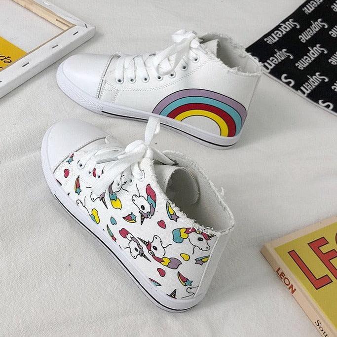 Women s unicorn canvas trainers