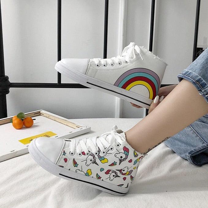 Women s unicorn canvas trainers