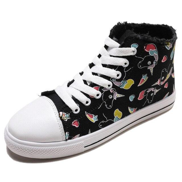 Women s unicorn canvas trainers