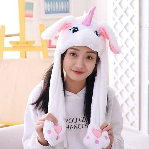 Chapeau Cosplay Amusant Bonnet Lapin Oreilles Qui Bougent GWAWG - Blanc/Rose Pour Fêtes Et Cosplay Chapeau Animé