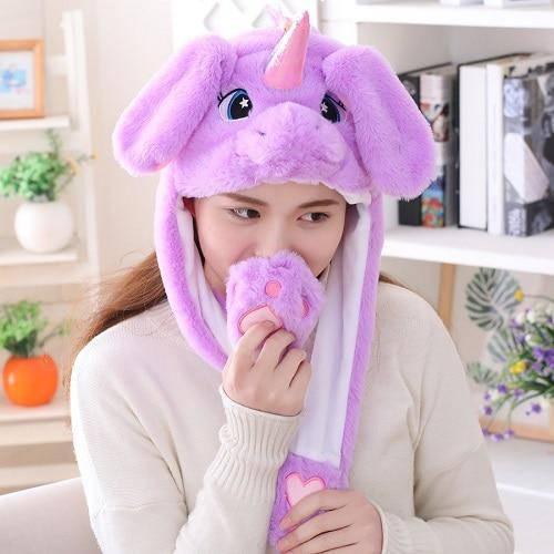 Unicorn Beanie With Moving Ears Purple - Unicorn