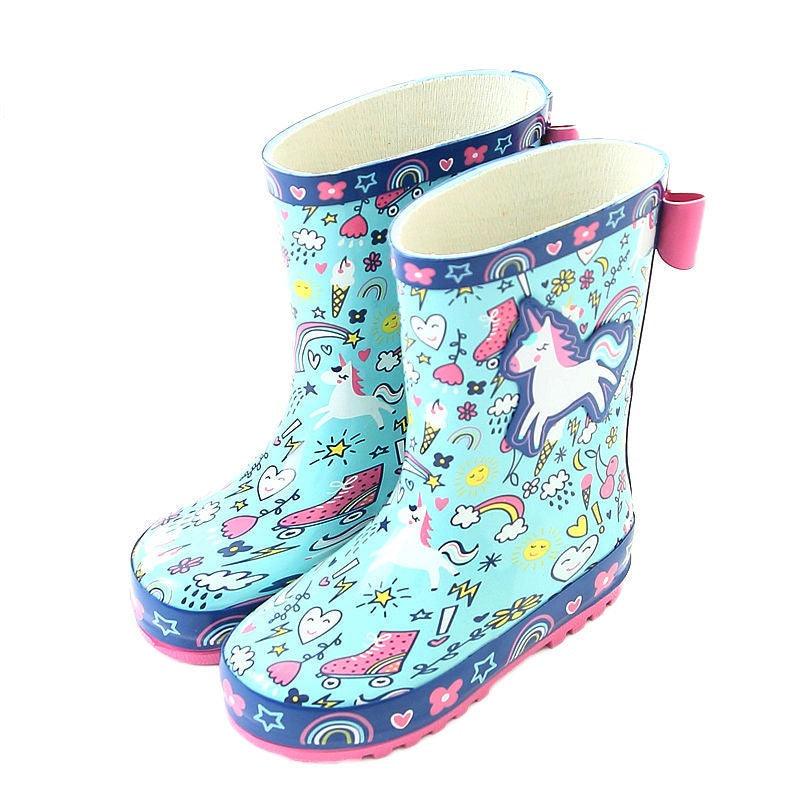 Botas de agua unicornio con lazo