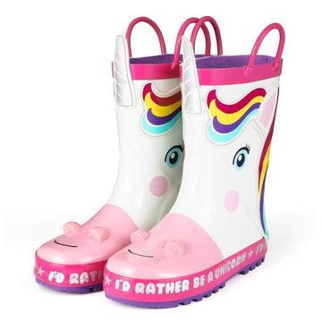 White unicorn rain boots