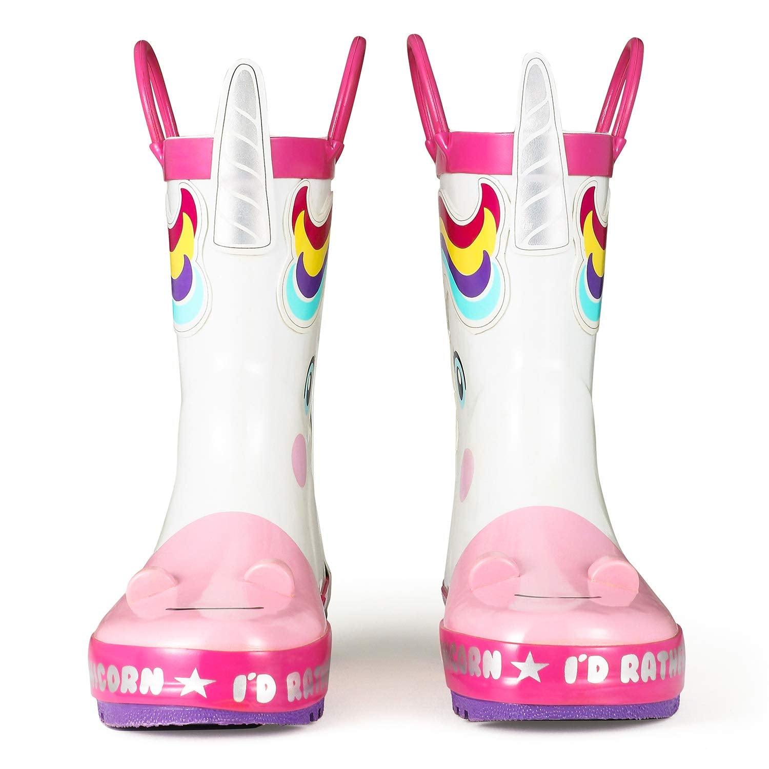 White horn unicorn rain boots