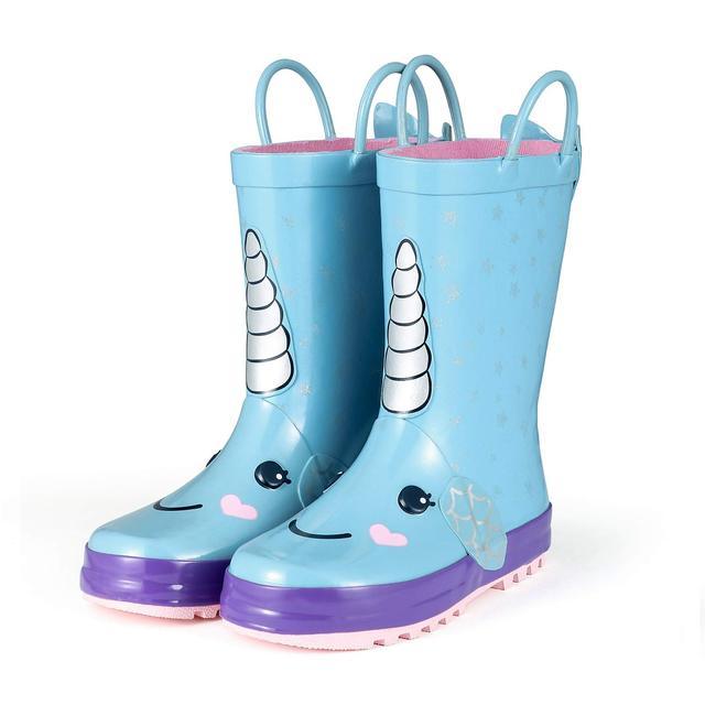 Sky blue unicorn rain boots