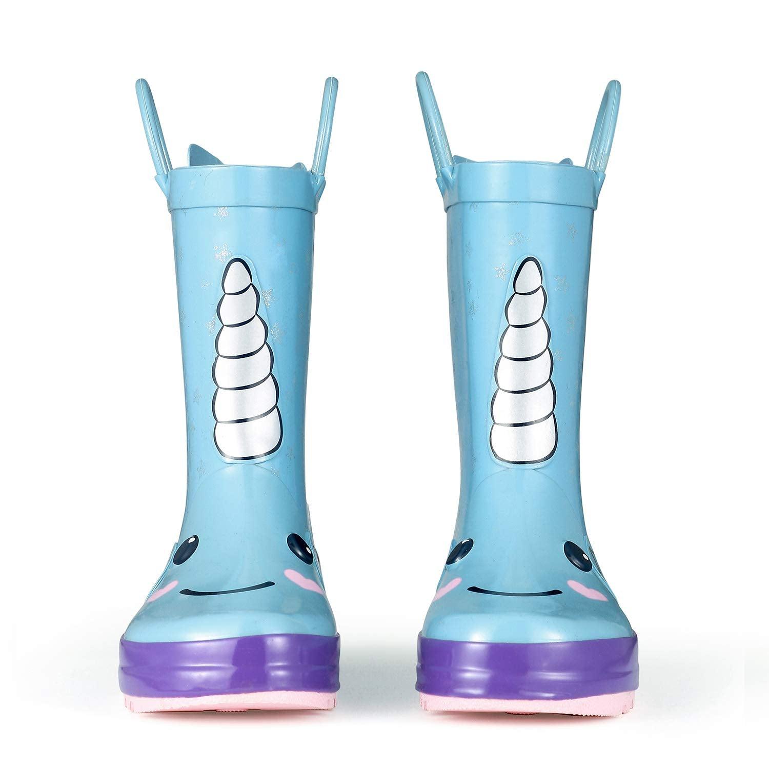 Blue unicorn rain boots for boys and girls